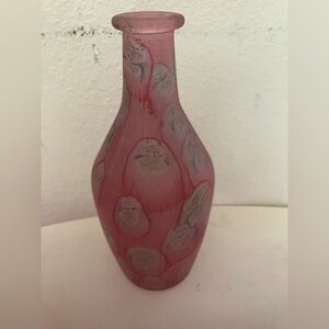Rueven Nouveau Art Gallery Hand Painted Glass Vase 7.25"
